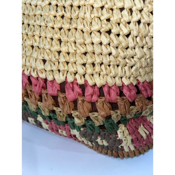 St. John's Bay Basket Shoulder Bag Woven Straw NWOT Striped - Picture 3 of 12